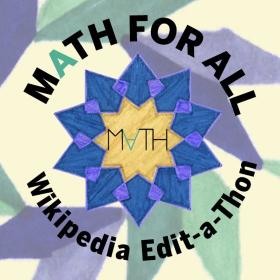 math for all graphic. abstract pastel shapes on a cream background. math for all logo in the foreground with event titling