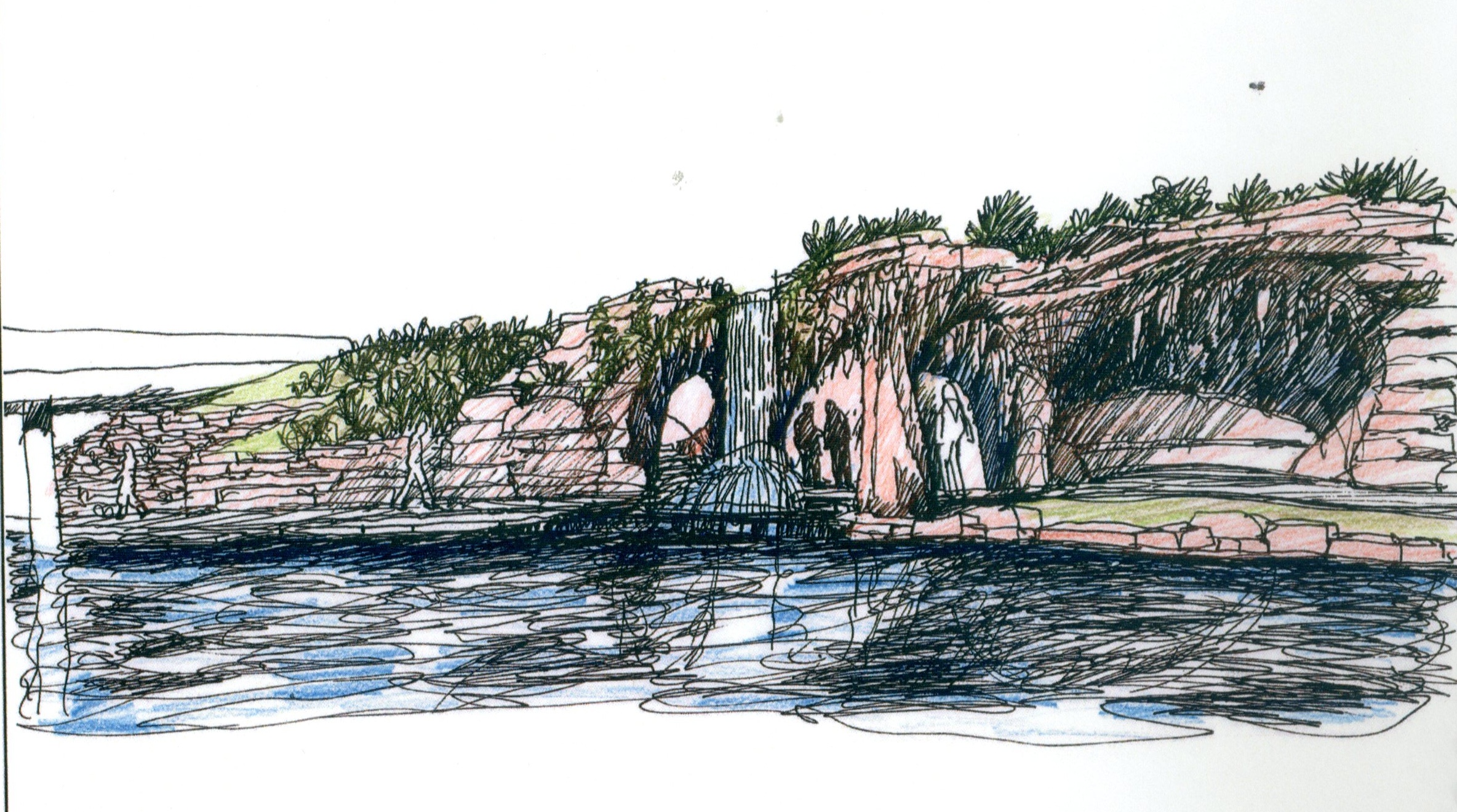 Conceptual drawing of San Antonio River grotto