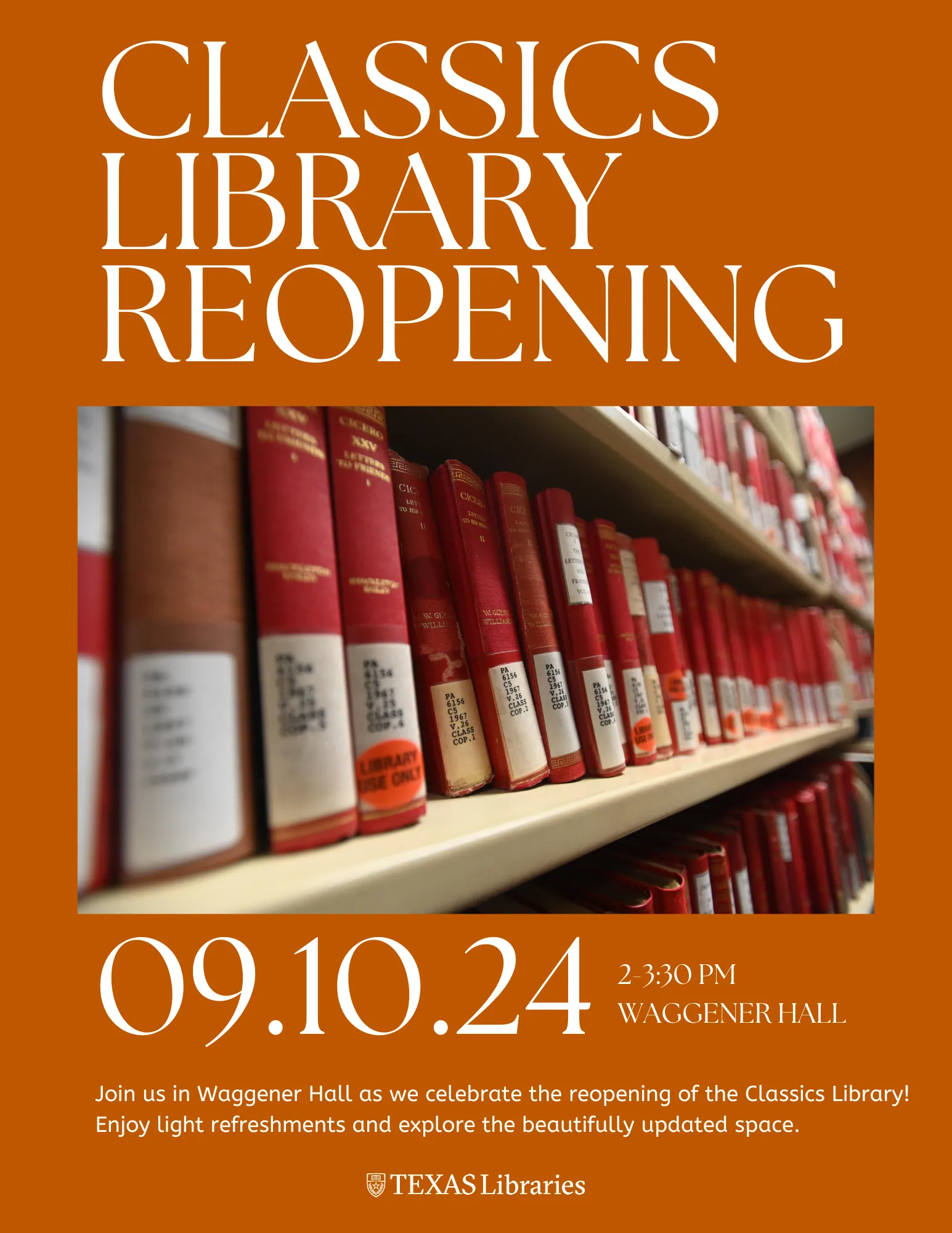 Classics Library Reopening Celebration Poster