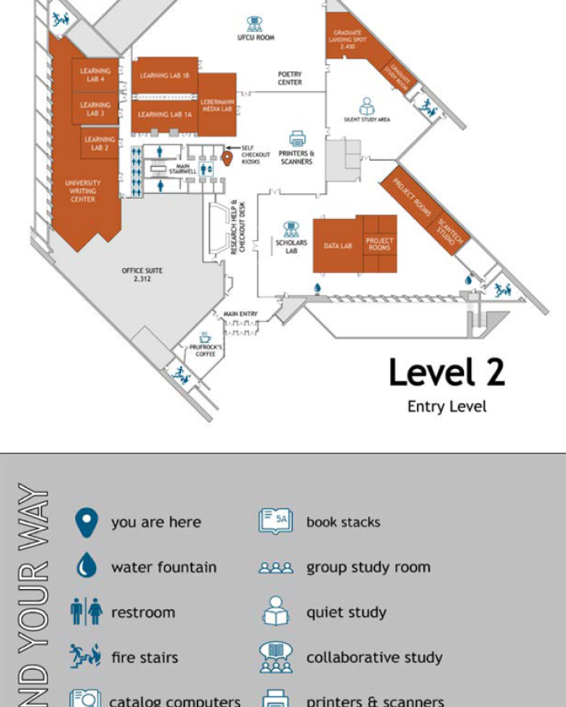 map of pcl floor 2, the entrance floor